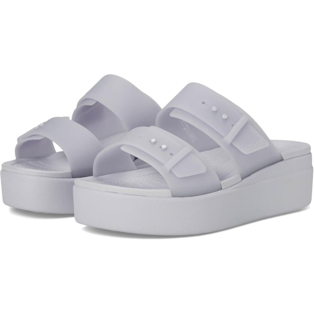 Women's Slide Sandals Purple Cushioned Wedge Heel Classic Comfort Slip On Shoes